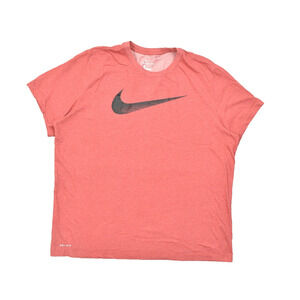 Men's Nike The Nike Tee Dri-FIT Red XXL Short Sleeve Swoosh Size T-Shirt Cotton